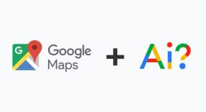 Logo de google maps et iconographie de l'IA pour illustrer la compatibilité entre l'IA et Google Maps